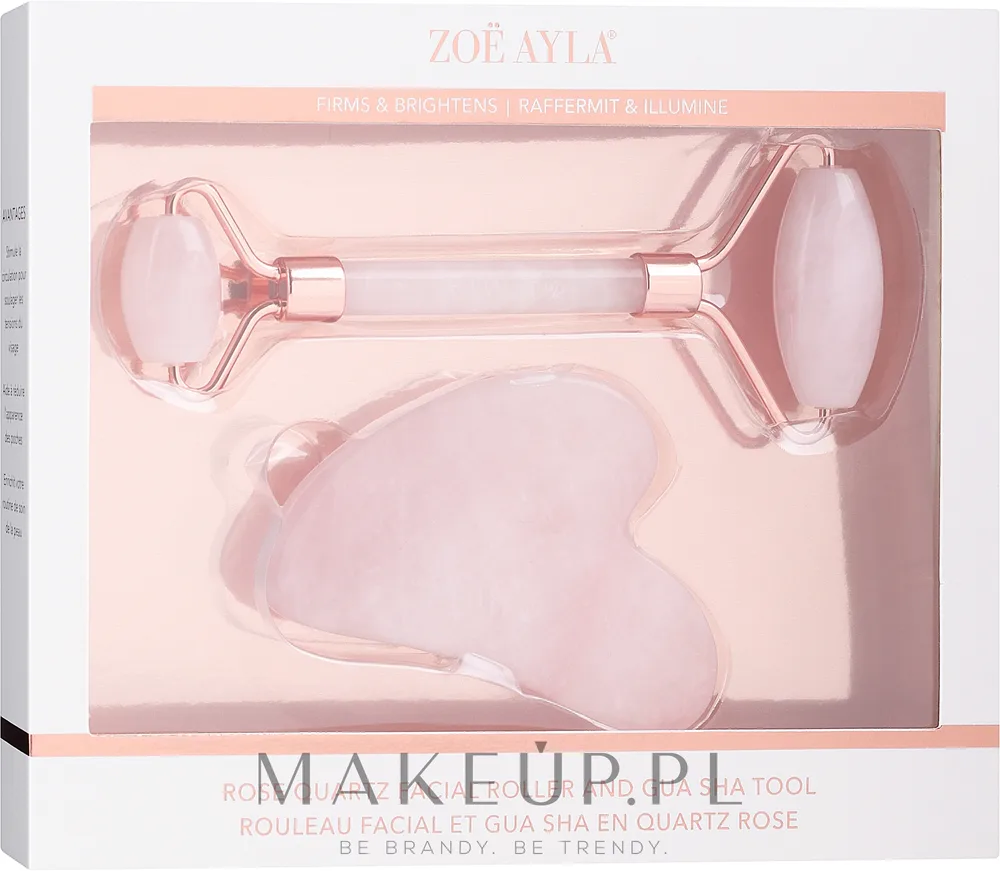 Набор для массажа лица Zoe Ayla Rose Quartz роллер из розового кварца и скребок гуаша