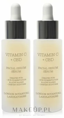 London Botanical Laboratories London Botanical Laboratories Vitamin C + CBD Serum (serum/30 мл + serum/30 мл) - Набор сывороток для лица London Botanical Vitamin C + CBD с ананасом и гиалуроном 2x30 мл