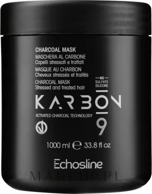 Маска для волос Echosline Seliar Karbon 9 очищающая, с активированным углём, каолин, масло ши, экстракты крапивы и розмарина, 300 мл