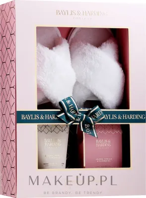 Набор для ног Baylis & Harding Jojoba Vanilla & Almond лосьон соль для ванны и тапочки 140 мл+100 г