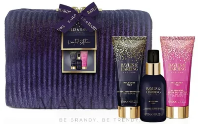Набор Baylis & Harding Mulberry Fizz гель для душа спрей для тела и лосьон для рук с ягодным ароматом 3x100 мл