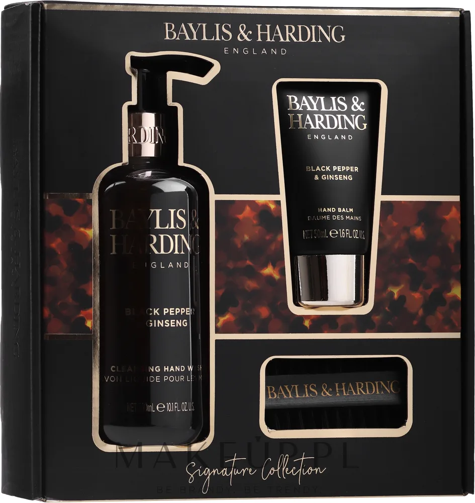Набор Baylis & Harding Black Pepper & Ginseng жидкое мыло для рук 300 мл бальзам для рук 50 мл и щетка для ногтей