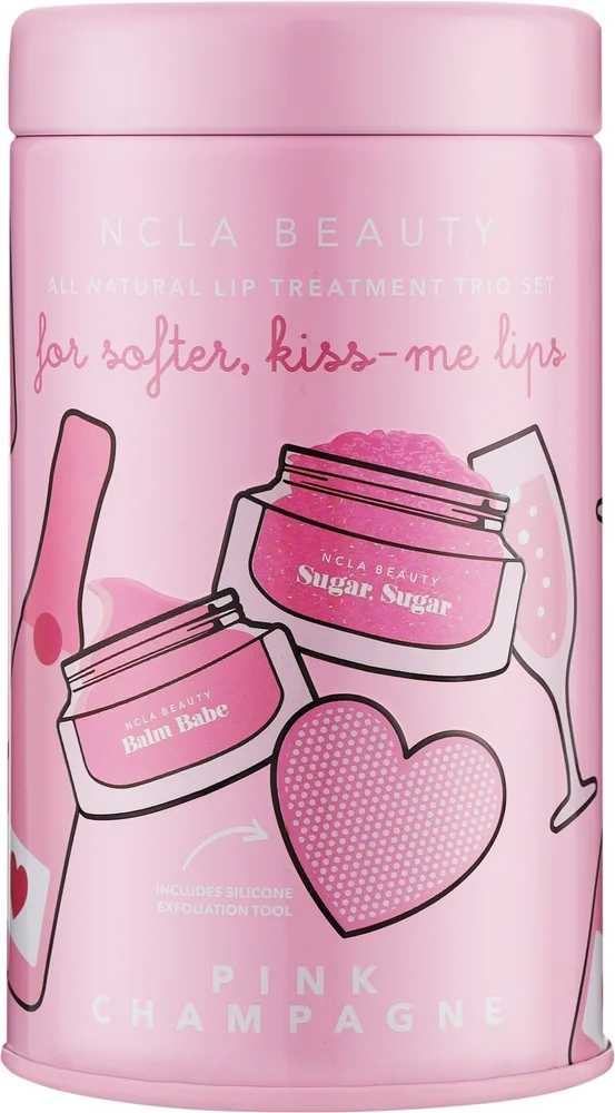 Набор для губ NCLA Beauty Pink Champagne бальзам сахарный скраб и силиконовая щеточка 10+15 мл