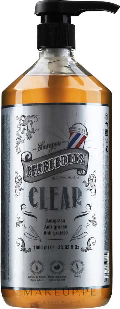Шампунь Beardburys Clear очищающий для жирных волос с тимьяном и женьшенем