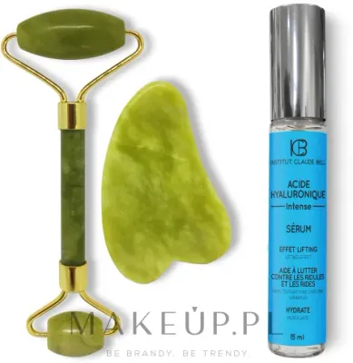 Набор Institut Claude Bell Acid Hyaluronic роллер из нефрита скребок гуаша и сыворотка с гиалуроновой кислотой 15 мл