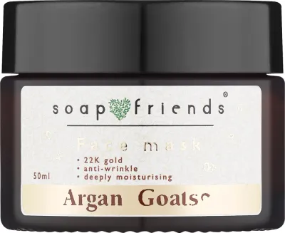 Soap&Friends Argan & Goats Mask — восстанавливающе-очищающая маска для лица с 22-каратным золотом, 50 мл