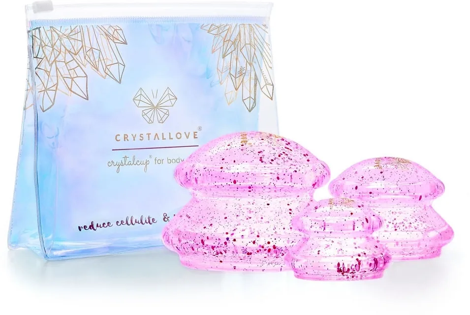 Набор силиконовых банок Crystallove Crystal Body Cupping Set Rose для массажа тела розовые