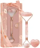 Набор Crystallove Rose Quartz Roller Selflove роллер из розового кварца и массажный камень — фото 1