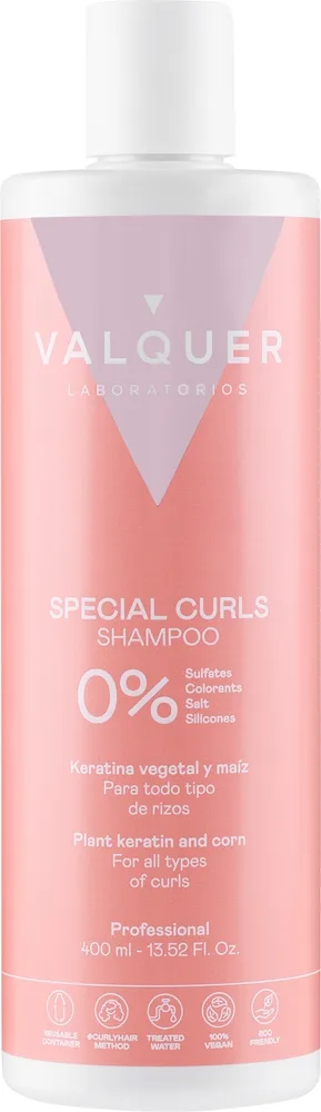 Шампунь Valquer Special Curls увлажняющий для вьющихся волос по методу Curly Girl 400 мл
