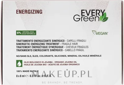 Набор ампул для волос EveryGreen Energising с женьшенем кофеином и ментолом 8x8 мл