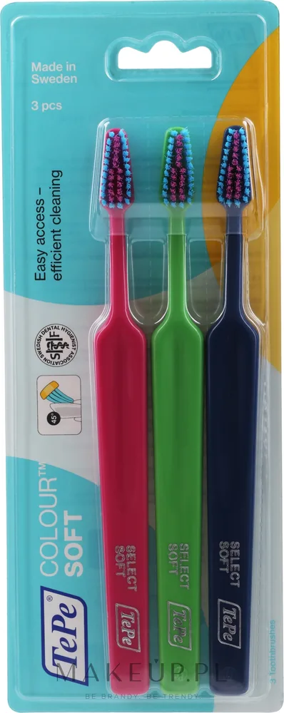 Набор зубных щеток TePe Colour Soft 3 шт мягкая щетина розовая зеленая и синяя