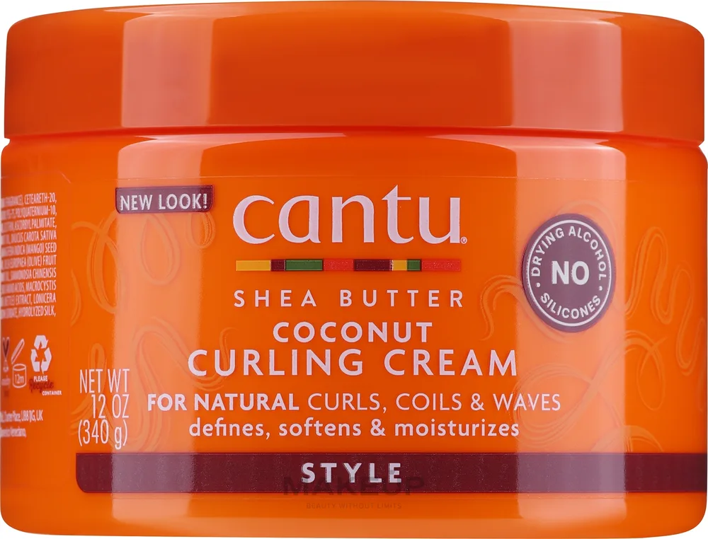 Крем для волос Cantu Shea Butter Coconut Curling для кудрявых, с маслом ши, без силиконов, 340 г