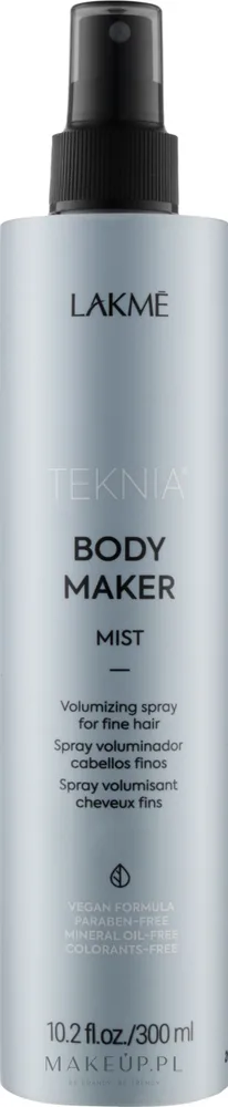 Спрей для объёма тонких волос Lakmé Teknia Body Maker Mist с гиалуроновой кислотой, 300 мл