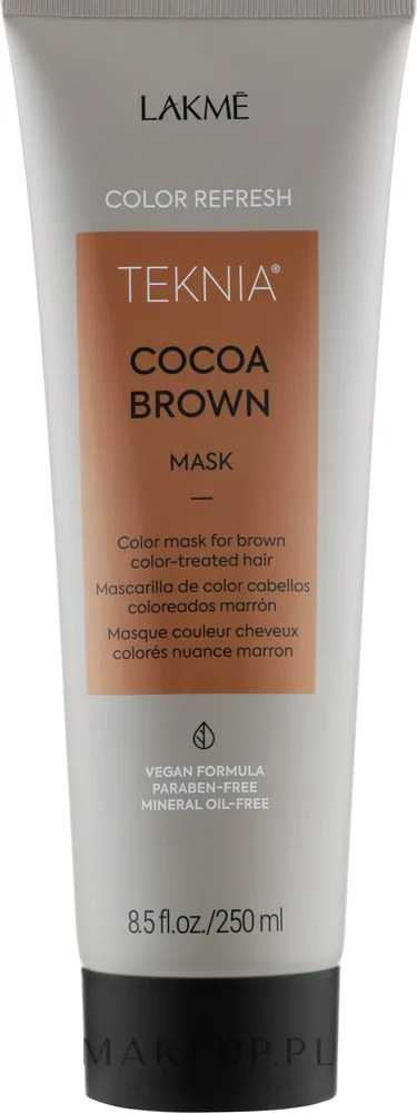 Маска для волос Lakmé Teknia Cocoa Brown тонирующая, для каштановых волос, экстракт какао, тонирующие пигменты, керамид 3, масло лимона, 250 мл