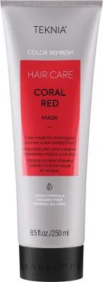 Маска для волос Lakmé Teknia Coral Red тонирующая, для красных и махагоновых оттенков, экстракт красных водорослей, керамид 3, масло лимона, 250 мл