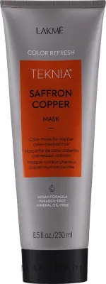 Маска для волос Lakmé Teknia Saffron Copper тонирующая, для медных и рыжих оттенков, экстракт куркумы, керамид 3, пантенол, масло лимона, 250 мл