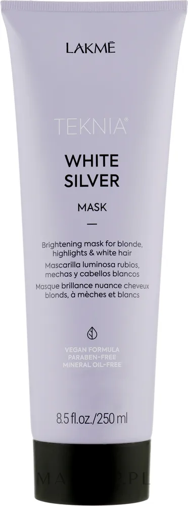 Маска для волос Lakmé Teknia White Silver тонирующая, для светлых и седых волос, фиолетовый пигмент, экстракт лотоса, керамид 3, 250 мл