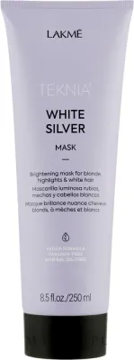 Маска для волос Lakmé Teknia White Silver тонирующая, для светлых и седых волос, фиолетовый пигмент, экстракт лотоса, керамид 3, 250 мл