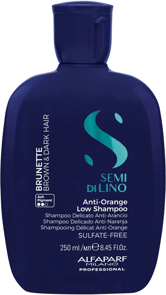 Шампунь AlfaParf Semi Di Lino Brunette Anti-Orange Low для коричневых волос без рыжины, 250 мл