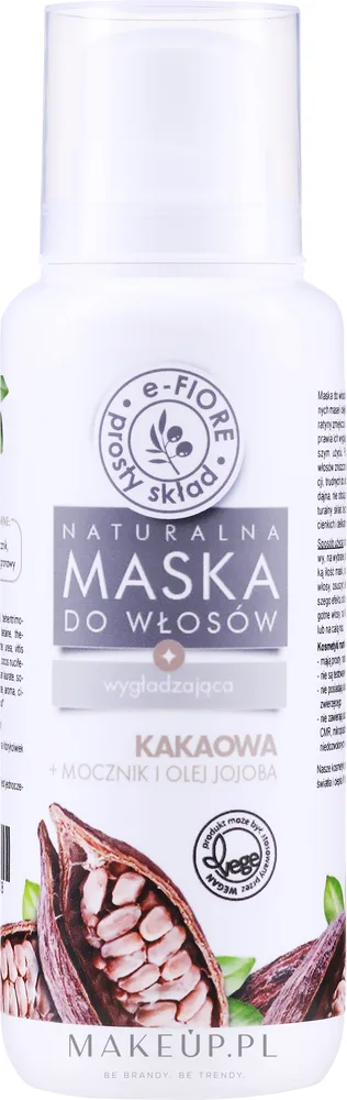 Маска для волос E-Fiore натуральная разглаживающая, для сухих и повреждённых волос, масло какао, мочевина, масло виноградных косточек, 200 мл