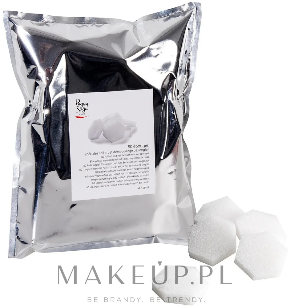 Губки для снятия лака Peggy Sage Nail Art and Nail Make-Up Remover Sponges нетканые, одноразовые, 80 шт