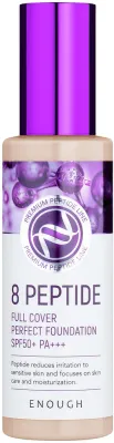 Тональная основа Enough 8 Peptide Full Cover Perfect Foundation с пептидами SPF 50+ PA+++, 100 г