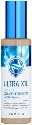 Тональная основа Enough Ultra X10 Cover Up Collagen Foundation увлажняющая SPF 50+ PA+++, 100 г