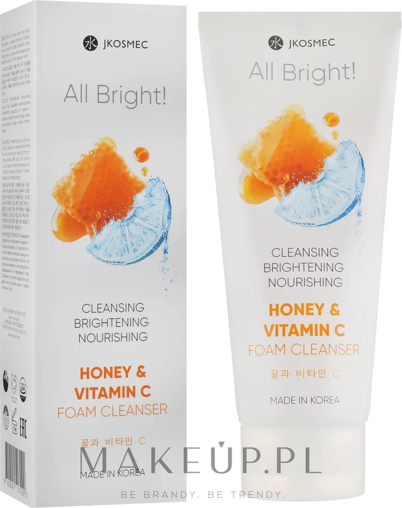 Jkosmec All Bright Honey Foam Cleanser очищающая пенка для лица с экстрактом мёда 180 мл