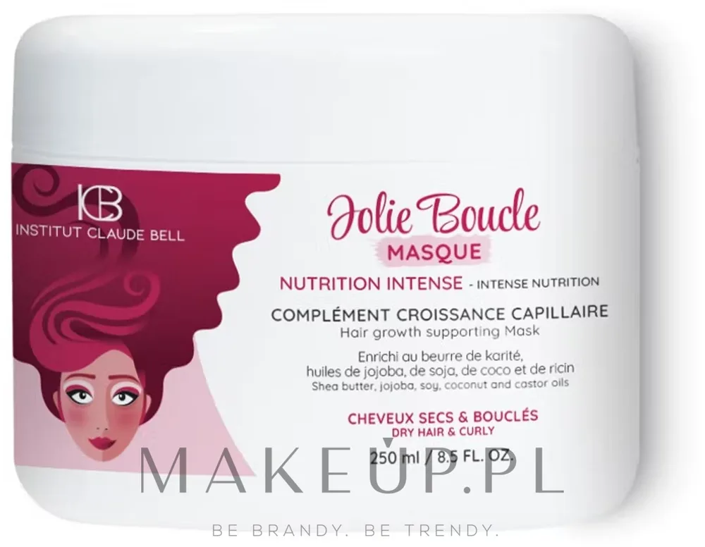 Маска для волос Institut Claude Bell Jolie Boucle питательная, для сухих и кудрявых волос, масла оливы и кокоса, 250 мл