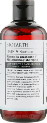 Шампунь Bioearth Hair Moisturising увлажняющий с проростками пшеницы и овсом для сухих волос, 250 мл