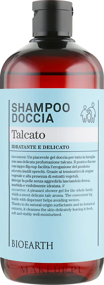 Шампунь-гель для душа Bioearth Shampoo-Doccia Talcato 3 в 1 для всей семьи, 500 мл