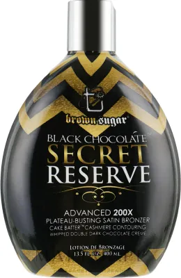 Лосьон для загара в солярии Brown Sugar Black Chocolate Secret Reserve 200X тёмные бронзеры с маслом ши и аргана, 400 мл
