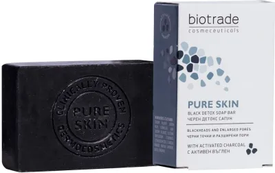 Мыло-детокс для лица и тела Biotrade Pure Skin Black Detox с активированным углём, 100 г