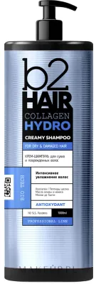 Кремовый шампунь b2Hair Collagen Hydro с коллагеном и шёлком для сухих и повреждённых волос, 1000 мл, Украина