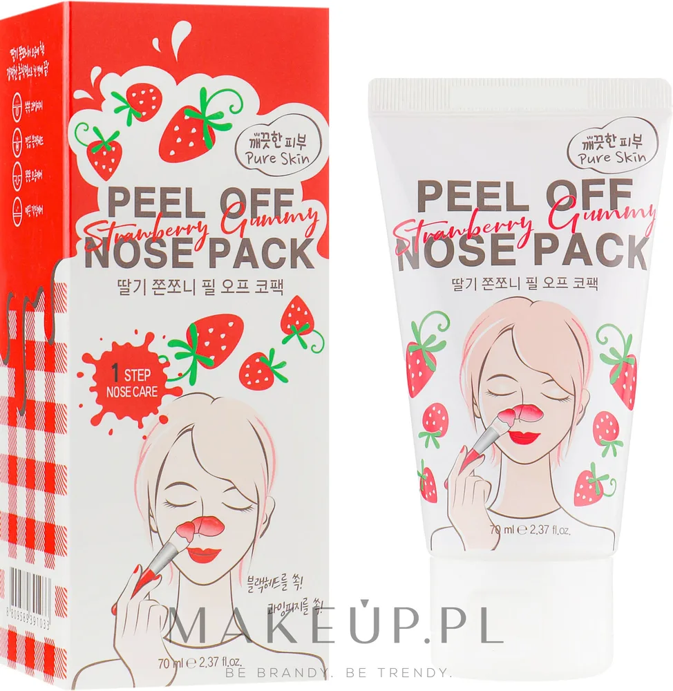 Esfolio Strawberry Gummy Peel Off Nose Pack — очищающая маска-плёнка для носа с экстрактом клубники, 70 мл