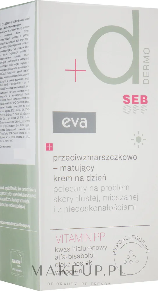 Крем для лица дневной Eva Dermo Seb Off матирующий против морщин 50 мл