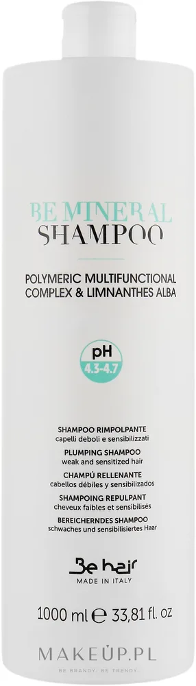 Минеральный шампунь Be Hair Be Mineral с био-хелатным комплексом для ослабленных волос, 300/1000 мл, Италия