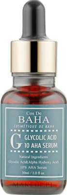 Сыворотка для лица Cos De Baha 10% Glycolic Gel Peel AHA гликолевая отшелушивающая 30 мл