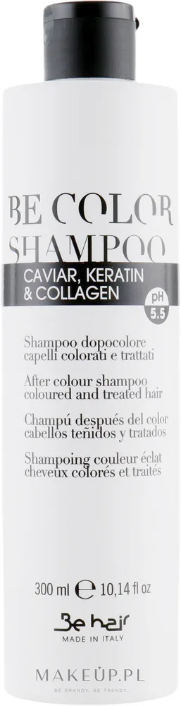 Увлажняющий шампунь Be Hair Be Color с кератином, коллагеном и икрой для окрашенных волос, 300 мл, Италия