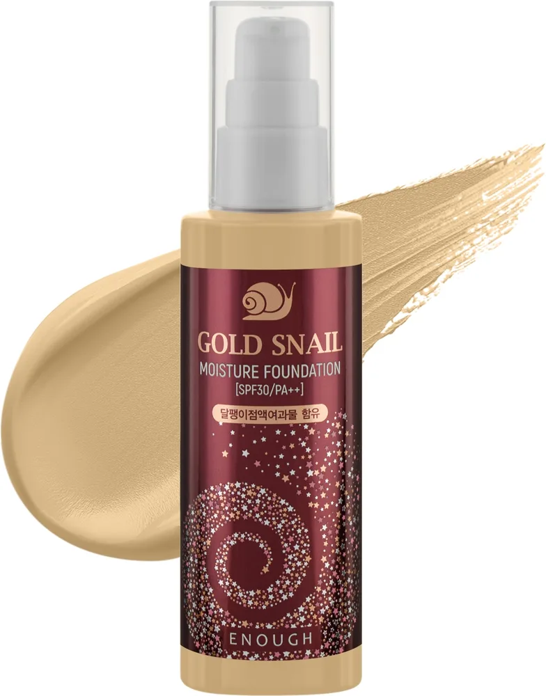 Тональная основа Enough Gold Snail Moisture Foundation антивозрастная со слизью улитки SPF 30, 100 мл, оттенок 13