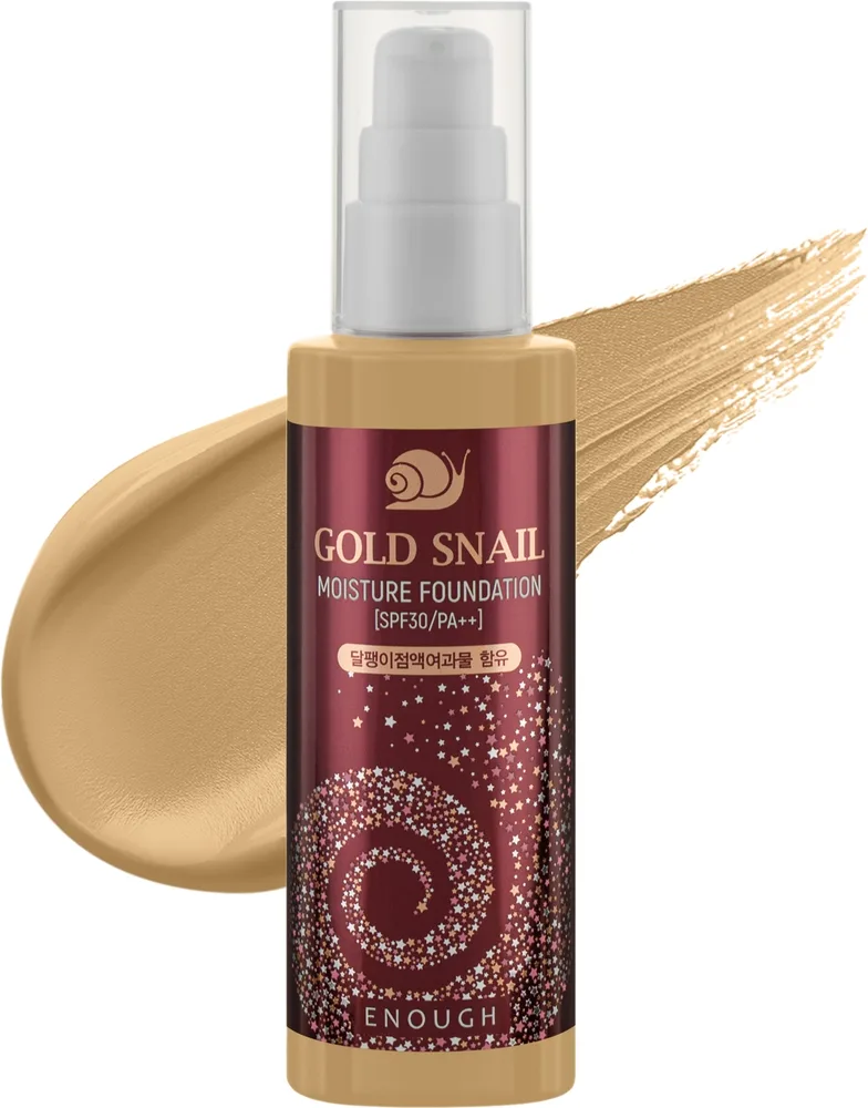 Тональная основа Enough Gold Snail Moisture Foundation антивозрастная со слизью улитки SPF 30, 100 мл, оттенок 21