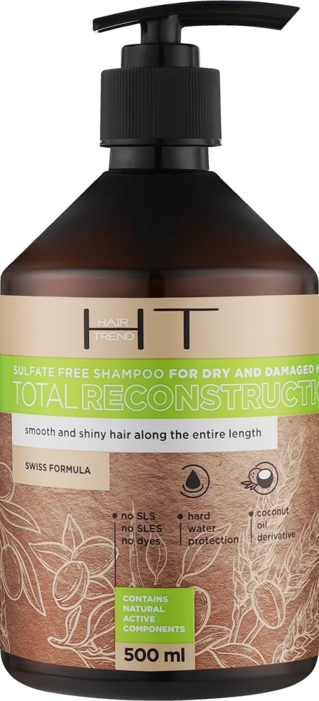 Бессульфатный шампунь Hair Trend Total Reconstruction для сухих и повреждённых волос, 500 мл, Украина