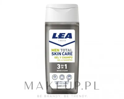 Гель для душа и шампунь 3 в 1 Lea Men Total Skin Care Detox & Clean с активированным углём, 300 мл
