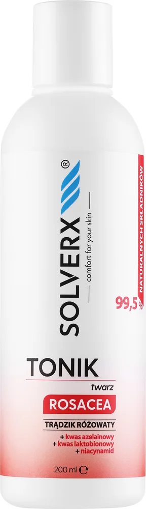 Тоник Solverx Rosacea для кожи с розацеа, азелаиновой и лактобионовой кислотами 200 мл