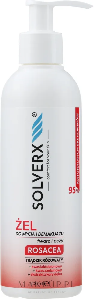Гель для мытья и снятия макияжа Solverx Rosacea для кожи с розацеа и покраснениями, 200 мл