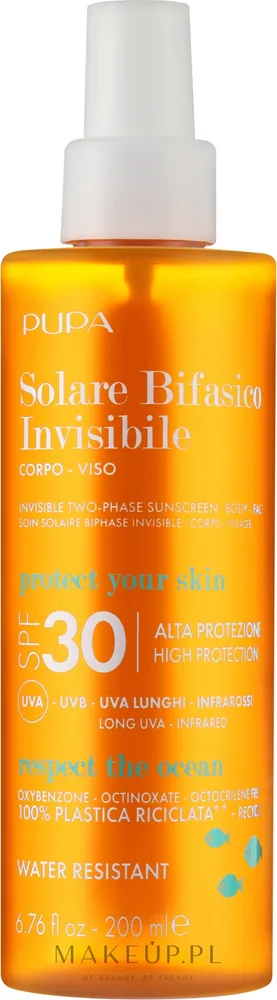 Крем солнцезащитный Pupa SPF 30 двухфазный для тела водостойкий 200 мл