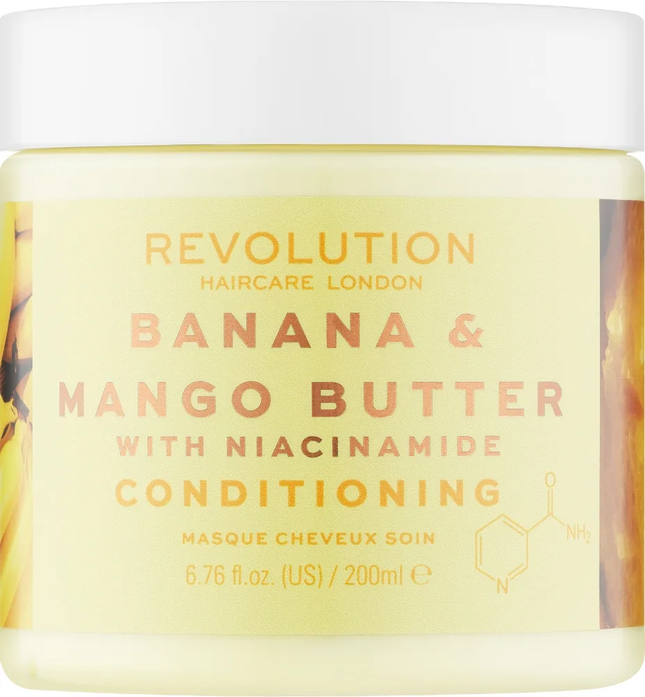 Маска для волос Revolution Haircare с банановым маслом, манго и ниацинамидом, для сухих волос, масло ши, касторка, 200 мл