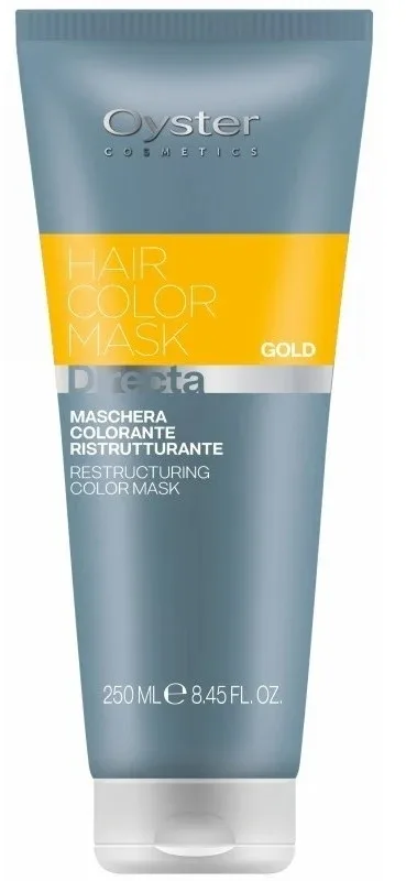 Oyster Cosmetics Oyster Cosmetics Directa Restructuring Color Mask - Маска для волос Oyster Directa тонирующая, для окрашенных волос, оливковое масло, имбирь, масло какао, 250 мл, оттенок Gold