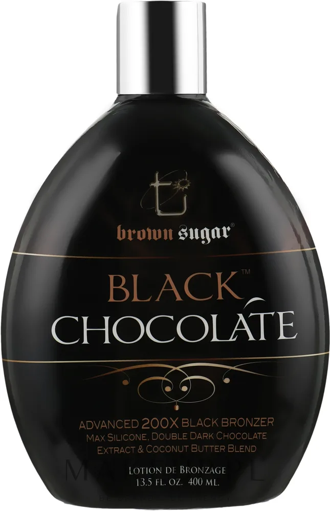Tan Incorporated Brown Sugar Black Chocolate Advanced 200X Black Bronzer - Бальзам для загара в солярии Brown Sugar Black Chocolate Advanced 200X Black Bronzer с маслом ши и аргана без DHA, 400 мл