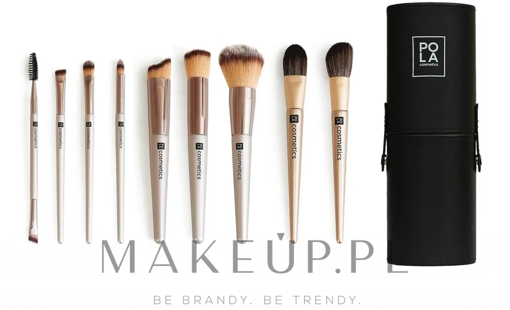 Набор кистей для макияжа Pola Cosmetics Silver & Golden Line 9 шт. в чехле